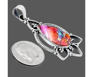 Kingman Orange Dahlia Turquoise Pendant EXP01914 P-1444, 11x20 mm