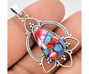 kingman Pink Dahlia Turquoise Pendant EXP01916 P-1444, 12x20 mm