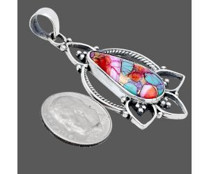 kingman Pink Dahlia Turquoise Pendant EXP01916 P-1444, 12x20 mm