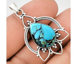 Lucky Charm Tibetan Turquoise Pendant EXP01917 P-1444, 13x18 mm