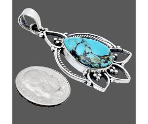 Lucky Charm Tibetan Turquoise Pendant EXP01917 P-1444, 13x18 mm