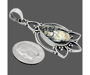 Authentic White Buffalo Turquoise Nevada Pendant EXP01930 P-1444, 13x19 mm