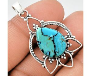 Lucky Charm Tibetan Turquoise Pendant EXP01934 P-1444, 13x18 mm