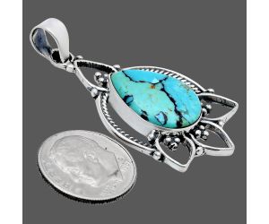 Lucky Charm Tibetan Turquoise Pendant EXP01934 P-1444, 13x18 mm