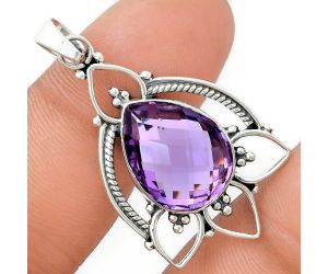 Amethyst Checker Briolette Pendant EXP01939 P-1444, 13x17 mm