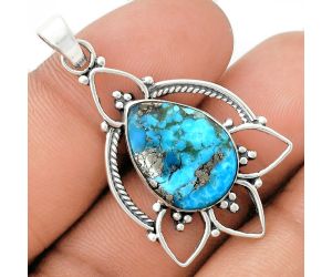 Kingman Turquoise With Pyrite Pendant EXP01946 P-1444, 13x18 mm