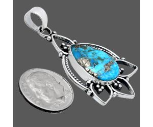 Kingman Turquoise With Pyrite Pendant EXP01946 P-1444, 13x18 mm