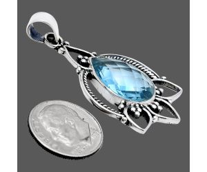 Sky Blue Topaz Checker Briolette Pendant EXP01947 P-1444, 13x17 mm