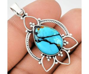 Lucky Charm Tibetan Turquoise Pendant EXP01948 P-1444, 13x18 mm