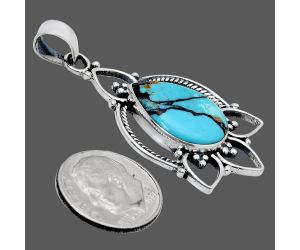 Lucky Charm Tibetan Turquoise Pendant EXP01948 P-1444, 13x18 mm