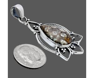 Flower Fossil Coral Pendant EXP01949 P-1444, 13x19 mm