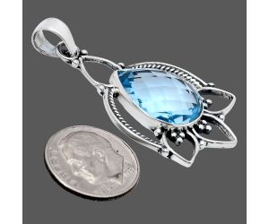 Sky Blue Topaz Checker Briolette Pendant EXP01953 P-1444, 13x18 mm