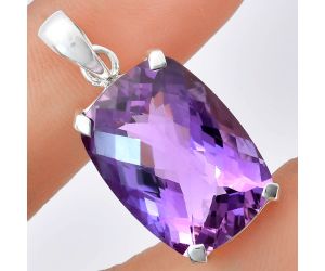 Amethyst Checker Pendant EXP01961 P-1013, 16x22 mm