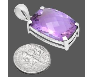 Amethyst Checker Pendant EXP01961 P-1013, 16x22 mm