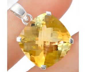 Citrine Checker Pendant EXP01964 P-1013, 20x20 mm