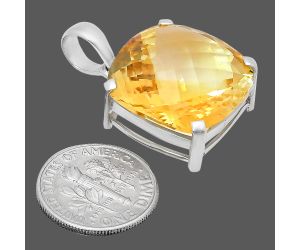 Citrine Checker Pendant EXP01964 P-1013, 20x20 mm