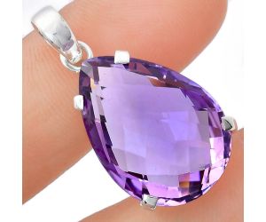 Amethyst Checker Pendant EXP01965 P-1013, 18x25 mm