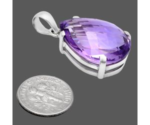 Amethyst Checker Pendant EXP01965 P-1013, 18x25 mm