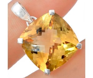 Citrine Checker Pendant EXP01967 P-1013, 19x19 mm