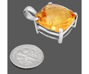 Citrine Checker Pendant EXP01967 P-1013, 19x19 mm