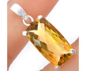 Citrine Checker Pendant EXP01969 P-1013, 12x22 mm