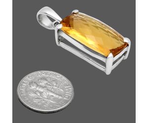 Citrine Checker Pendant EXP01969 P-1013, 12x22 mm