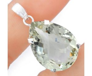 Prasiolite (Green Amethyst) Checker Pendant EXP01970 P-1013, 18x24 mm