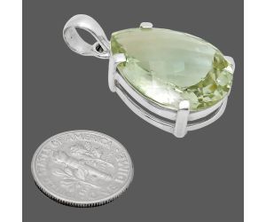 Prasiolite (Green Amethyst) Checker Pendant EXP01970 P-1013, 18x24 mm