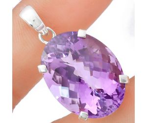 Amethyst Checker Pendant EXP01971 P-1013, 19x25 mm