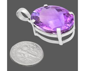 Amethyst Checker Pendant EXP01971 P-1013, 19x25 mm