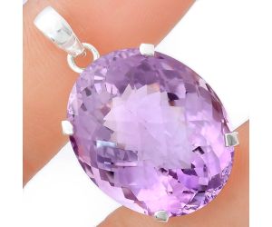 Amethyst Checker Pendant EXP01973 P-1013, 21x26 mm