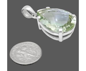 Prasiolite (Green Amethyst) Checker Pendant EXP01977 P-1013, 18x24 mm