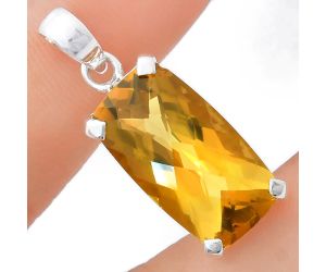 Citrine Checker Pendant EXP01979 P-1013, 12x22 mm