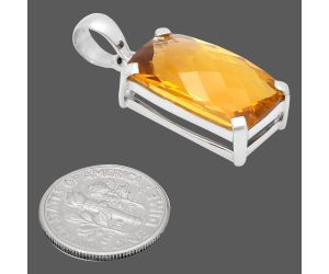 Citrine Checker Pendant EXP01979 P-1013, 12x22 mm