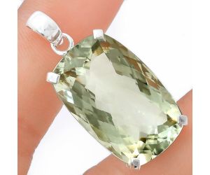 Prasiolite (Green Amethyst) Checker Pendant EXP01980 P-1013, 17x27 mm