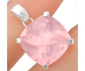 Rose Quartz Checker Pendant EXP01982 P-1013, 18x18 mm