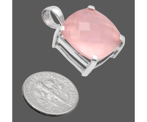 Rose Quartz Checker Pendant EXP01982 P-1013, 18x18 mm