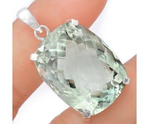 Prasiolite (Green Amethyst) Checker Pendant EXP01984 P-1013, 21x27 mm