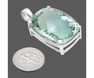 Prasiolite (Green Amethyst) Checker Pendant EXP01984 P-1013, 21x27 mm