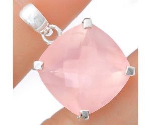 Rose Quartz Checker Pendant EXP01985 P-1013, 18x18 mm