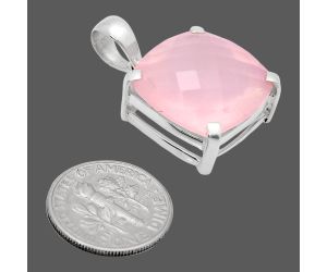 Rose Quartz Checker Pendant EXP01985 P-1013, 18x18 mm