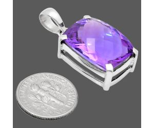 Amethyst Checker Pendant EXP01986 P-1013, 15x20 mm