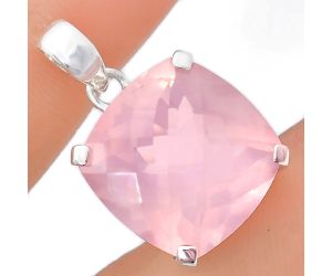 Rose Quartz Checker Pendant EXP01988 P-1013, 18x18 mm