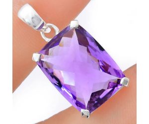 Amethyst Checker Pendant EXP01989 P-1013, 15x20 mm