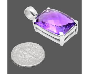 Amethyst Checker Pendant EXP01989 P-1013, 15x20 mm