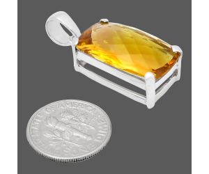 Citrine Checker Pendant EXP01990 P-1013, 12x22 mm