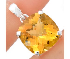 Citrine Checker Pendant EXP01991 P-1013, 18x18 mm