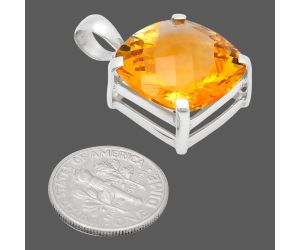 Citrine Checker Pendant EXP01991 P-1013, 18x18 mm