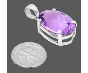 Amethyst Checker Pendant EXP01992 P-1013, 14x21 mm