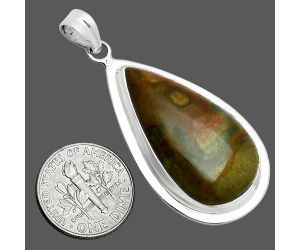 Rocky Butte Picture Jasper Pendant EXP01998 P-1076, 18x31 mm